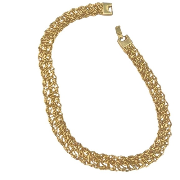 Vintage estate 1980’s Byzantine gold tone link chain necklace weighty 18 inches - Picture 1 of 9